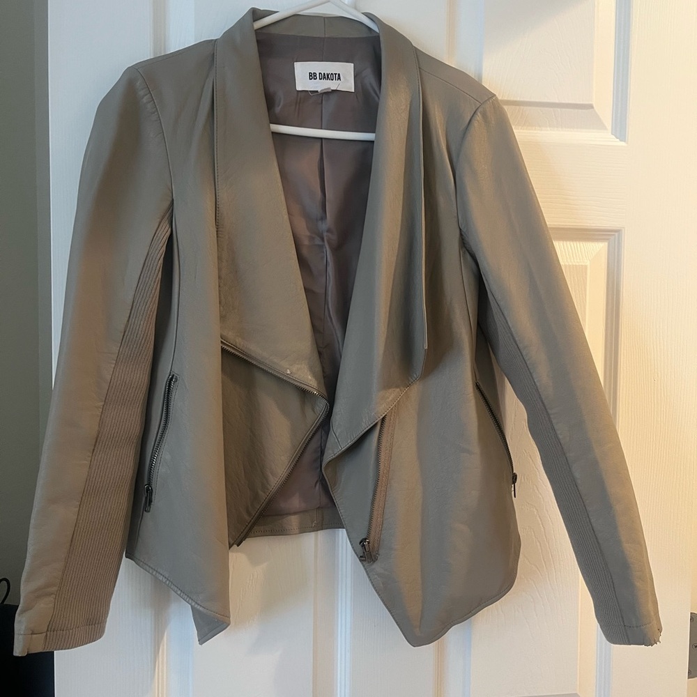Faux leather asymmetrical jacket